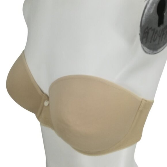 Chantelle Strapless Underwire Beige Bra Size 32DD Multiway No Straps Molded Cup - Picture 4 of 10